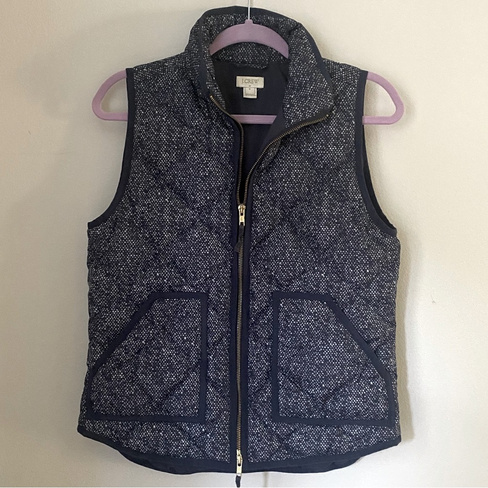 J Crew navy speckled puffer vest